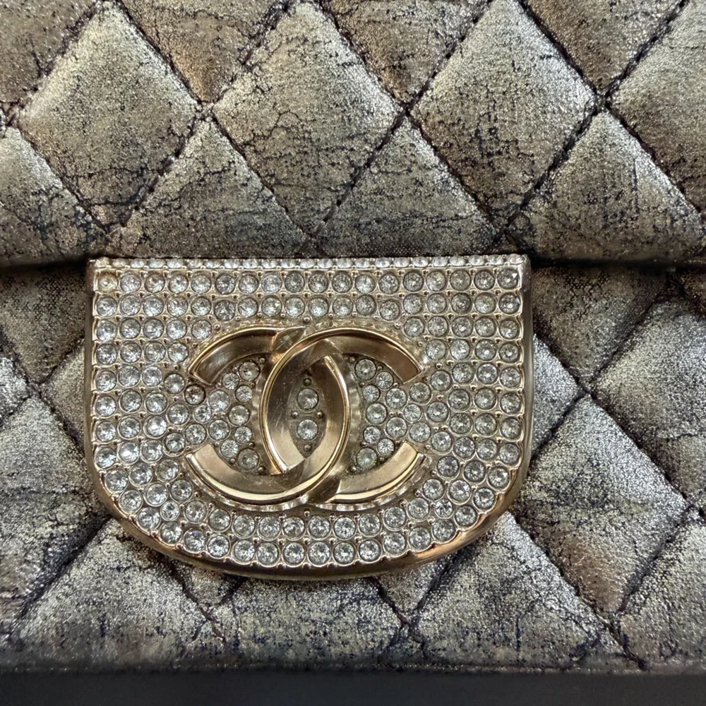Limited Edition CHANEL Iridescent Classic Flap Bag with Crystal CC Lock - Picture 5 of 17